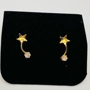 Sarah Coventry 7901 Star Gold Tone Rhinestone Stud Earrings